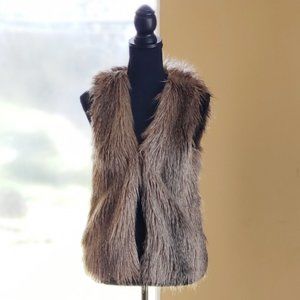 H&M Brown Faux Fur Vest Sz 4